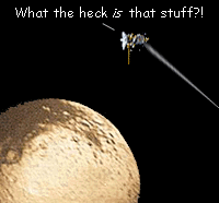 Is the real surface of Iapetus dark, or light? Cassini flies over the strange dark and light sides of Iapetus, wondering, 'What the heck IS that stuff?!'