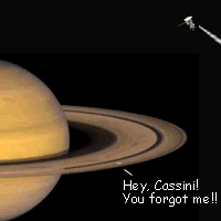 Atlas calls from its spot in the A Ring Atlas calls out to Cassini orbiting outside the main ring system, saying, 'Hey, Cassini! You forgot me!!'