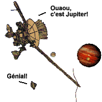 Galileo and the Probe catch sight of 
Jupiter and moons Europa and Io