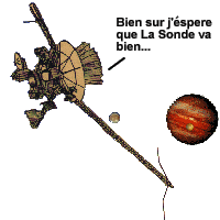 Galileo's
 orbiter arrives in sight of Jupiter and moons Europe and 
Io