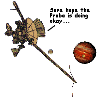 Galileo's
 orbiter arrives in sight of Jupiter and moons Europa and 
Io