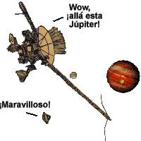 Galileo and the Probe catch sight of 
Jpiter and moons Europa and Io