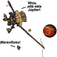 Galileo and the Probe catch sight of 
J�piter and moons Europa and Io